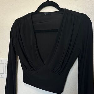 Elegant Black Long Sleeve Women's Blouse